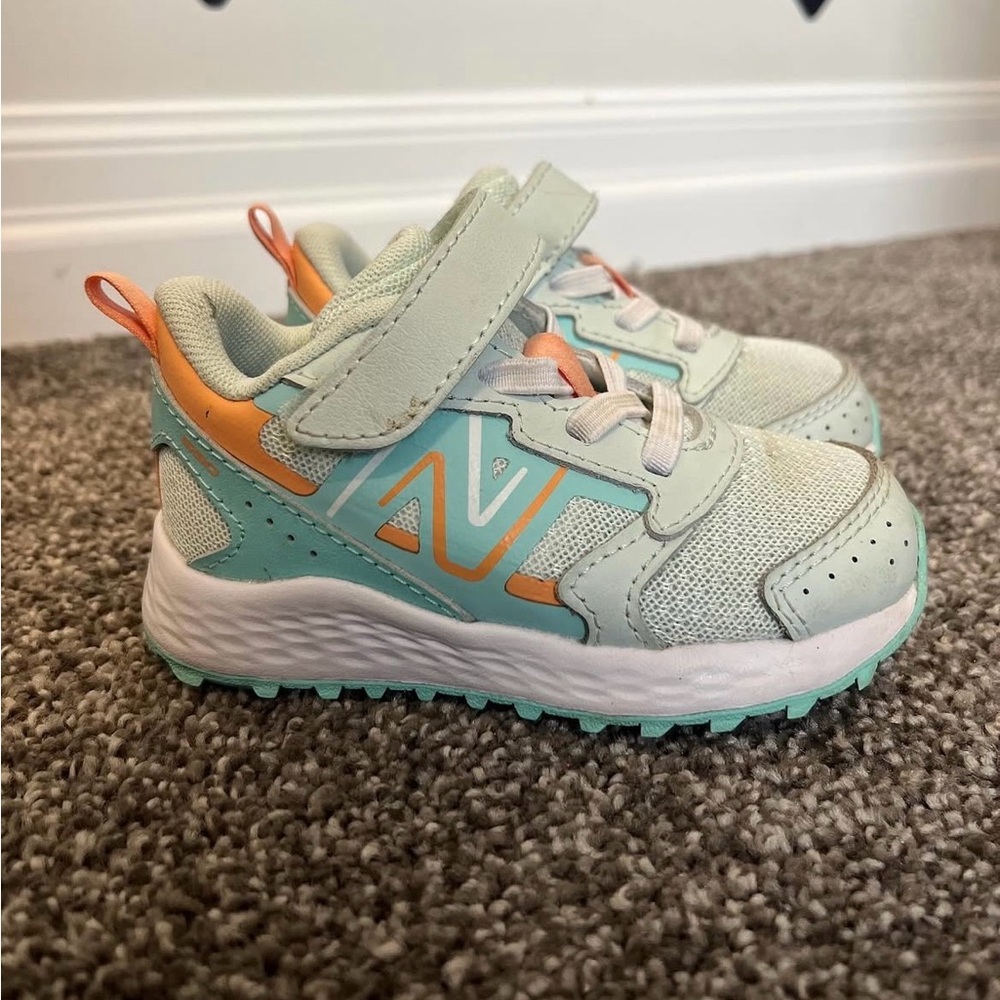 Kids Mint and Orange Athletic Sneakers